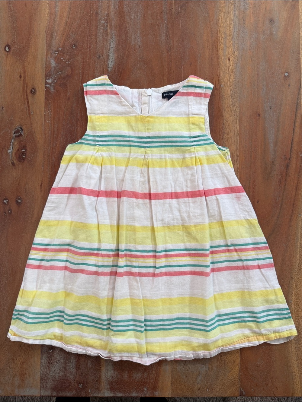 Baby GAP Girls Cream swing Dress with Yellow, Pink & Teal Stripes size 3 yr
